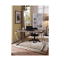 Industrial-Style Metallic Secretary Desk – Perfect for Home Office or Study