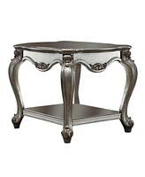 Rustic Solid Wood Side Table with Lower Display Shelf