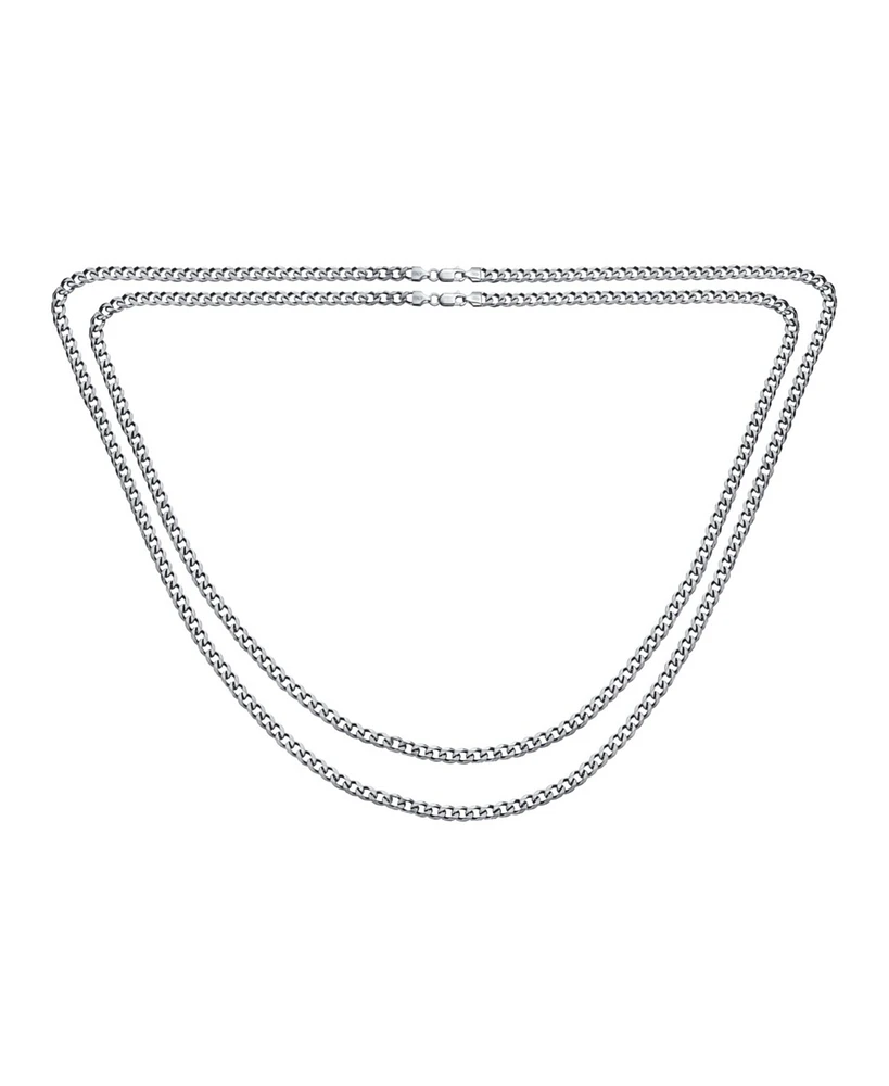 Bling Jewelry Set of 2 Solid 6MM Sterling Silver Miami Cuban Curb Chain Necklace 18 & 20 Inch