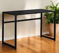 Rustic Wood Computer Desk with Open Storage and Cable Management