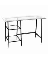 46" Clear and Black Glass Writing Desk