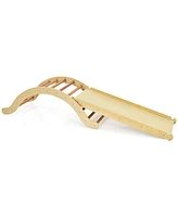 3-in-1 Wooden Climber Ladder Structure with Rock Climbing Ramp and Padding