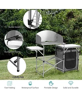 Gymax Folding Outdoor Camping Table Portable Bbq Grill Table w/ Storage Bag