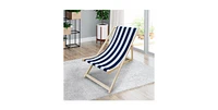 Populus Wood Sling Chair Blue Stripe Broad Blue Stripe Folding Chaise Lounge Chair