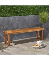 60 inches Natural Acacia Wood Outdoor Bench with Slat Panel Design, Versatile Use for Dining or Relaxation