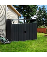 Garbage Bin Shed Stores 2 Trash Cans Metal Outdoor Bin Shed for Garbage Storage