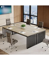 Tribesigns 6.5 ft Conference Table with Metal Legs for 4-6, Long Meeting Negotiation Training Seminar