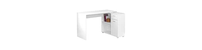 L-Shaped 34" Computer Desk With Dual Drawers for Small Office Spaces