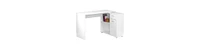 L-Shaped 34" Computer Desk With Dual Drawers for Small Office Spaces