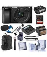 Sony Alpha a6100 Mirrorless Camera with 16-50mm f/3.5-5.6 Lens, Bundle with iM30 Mini Flash, Mt-11 Tripod, 128GB Sdxc Memory Card and 2x Np-FW50 Batte
