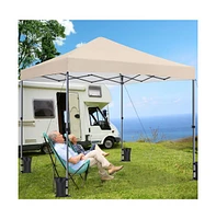 10x10FT Pop-up Canopy with One-Push-To-Lock Setup Mechanism, Beige