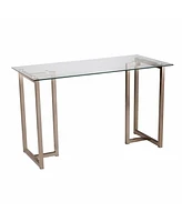48" Clear and Champagne Glass Writing Desk