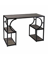 Modern Farmhouse Writing Desk – Solid Wood Top & Iron Frame with Storage