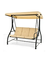 3 Seat Outdoor Porch Swing with Adjustable Canopy