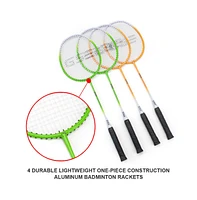 Professional Badminton Set, Outdoor Sports Net Game Set with Badminton Net, 4 Badminton Rackets, 3 Shuttlecocks, Boundary Line. Great for Backyards, P