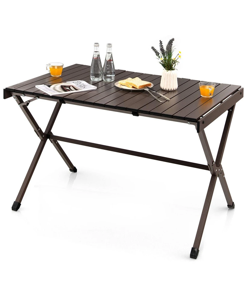 4-6 Person Portable Aluminum Camping Table with Carrying Bag