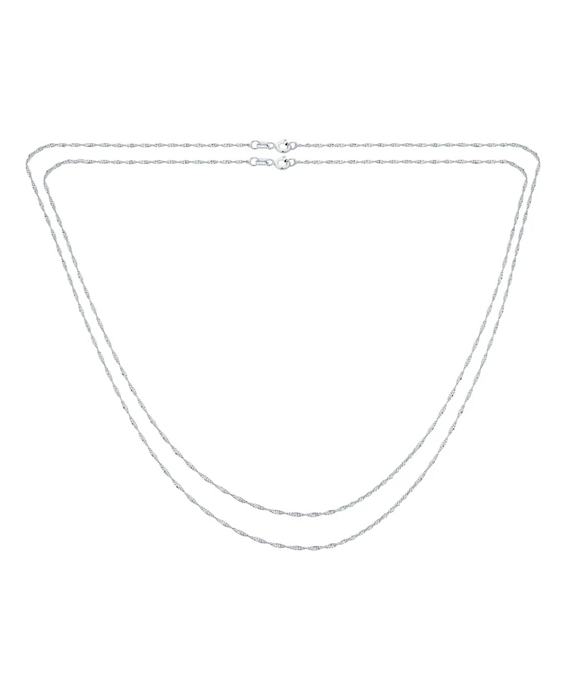 Bling Jewelry Set of 2 Thin 1.5MM Sterling Silver Singapore Rope Chain Necklace Made in Italy & Inch