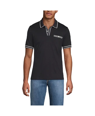 Lands' End Men's Short Sleeve Tipped Welt Pocket Supima Polo