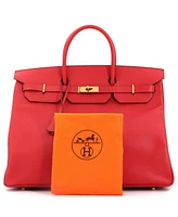 Pre-Owned Hermes Birkin 40 Handbag Red Veau Grain Lisse with Gold Hardware