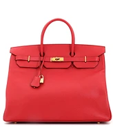 Pre-Owned Hermes Birkin 40 Handbag Red Veau Grain Lisse with Gold Hardware