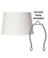 White Linen Small Drum Lamp Shade 10" Top x 12" Bottom x 8" High (Spider) Replacement with Harp and Finial - Springcrest