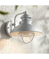 Fordham Rustic Industrial Farmhouse Outdoor Barn Light Fixture Galvanized Led 8 1/2" Seedy Glass Dome Shade for Exterior Barn Deck House Porch Pa