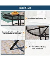 Black 5-Piece Metal Outdoor Patio Dining Set with Round Table with 1.9 in. Umbrella Hole and Swivel Chairs
