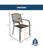 8-Piece Metal Outdoor Patio Dining Set with Square Table with 1.65 in. Umbrella Hole and Dining Chairs