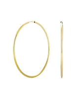 Bling Jewelry Timeless Minimalist Endless Continuous Lightweight Simple Thin 2-3mm Tube Hoop Earrings Gold Plated Polished Finish 1.75,2, 2.5 2.75 Inc