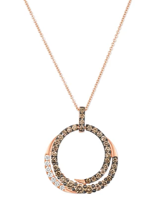 Le Vian Chocolate Diamond & Nude Diamond Spiral Circle Adjustable 20" Pendant Necklace (1-1/20 ct. t.w.) in 14k Rose Gold
