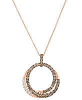 Le Vian Chocolate Diamond & Nude Diamond Spiral Circle Adjustable 20" Pendant Necklace (1-1/20 ct. t.w.) in 14k Rose Gold