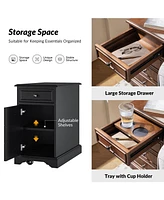 Traditional Mattew End Table with Storage and Built-In Outlets