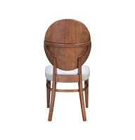 Set of Two Classic King Louis Back Dining Chairs with Fabric Upholstery