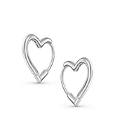 Bling Jewelry Romantic Heart Shaped Mini Hoop Huggie Earrings Sterling Silver .75 Inch
