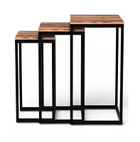 Solid Wood Nested Side Tables – Rustic Set of 3