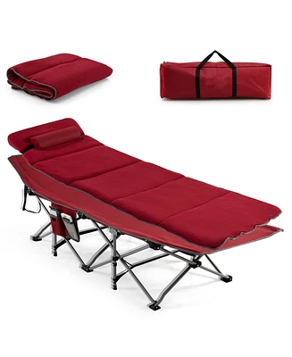 Folding Retractable Travel Camping Cot with Mattress and Carry Bag