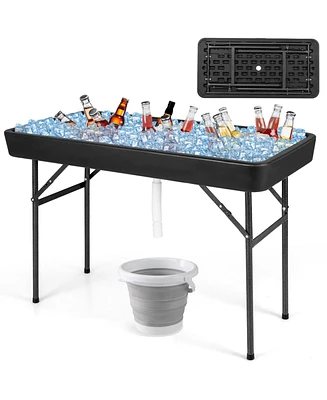 4 Feet Plastic Party Ice Folding Table with Matching Skirt