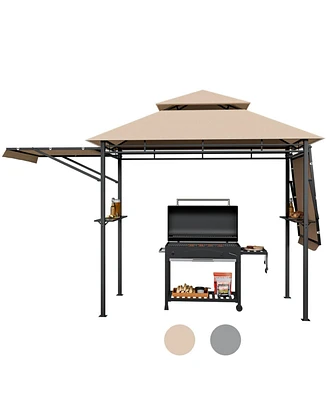 13.5 x 4 Feet Patio Bbq Grill Gazebo Canopy with Dual Side Awnings