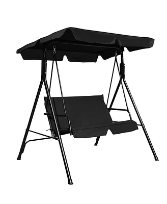 2 Person Weather Resistant Canopy Swing for Porch Garden Backyard Lawn