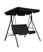 2 Person Weather Resistant Canopy Swing for Porch Garden Backyard Lawn