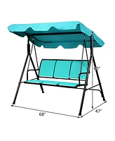 3 Person Steel Frame Patio Swing with Polyester Angle and Adjustable Canopy
