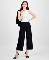 Anne Klein Women's High-Rise Pull-On Crop Wide-Leg Pants