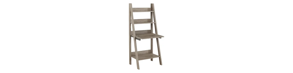 Compact Ladder Writing Desk with Built-in Bookshelves