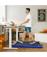 2-in-1 Folding Treadmill with Dual Led Display-Navy
