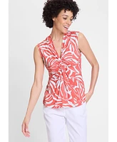 Olsen Women's Gathered Front Tropic Print Shell