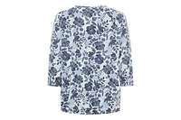 Olsen Women's Prairie Floral Keyhole Neck T-Shirt