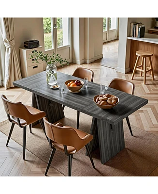Tribesigns Modern Dining Table for 6 People, 63" Rectangular Dining Room Table, Wooden Kitchen Furniture with Heavy Duty Base for Apartment Livin
