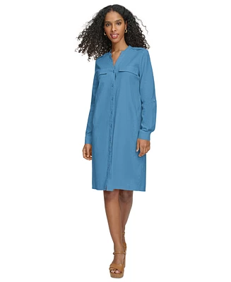 Calvin Klein Women's Roll-Tab-Sleeve Button-Front Shirtdress