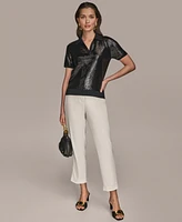 Donna Karan New York Women's Short-Sleeve Sequined Knit Polo