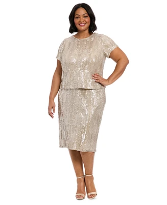 Muse Plus Short-Sleeve Sequined Top